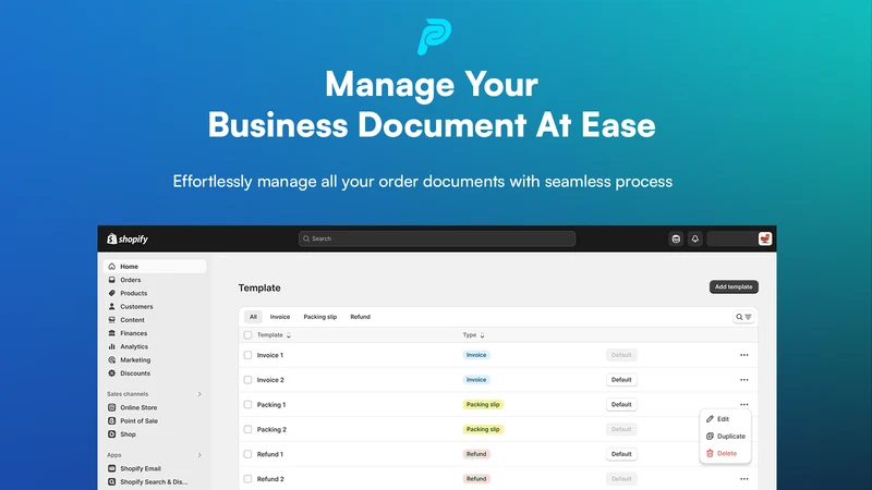 Pullush Order Printer, Invoice