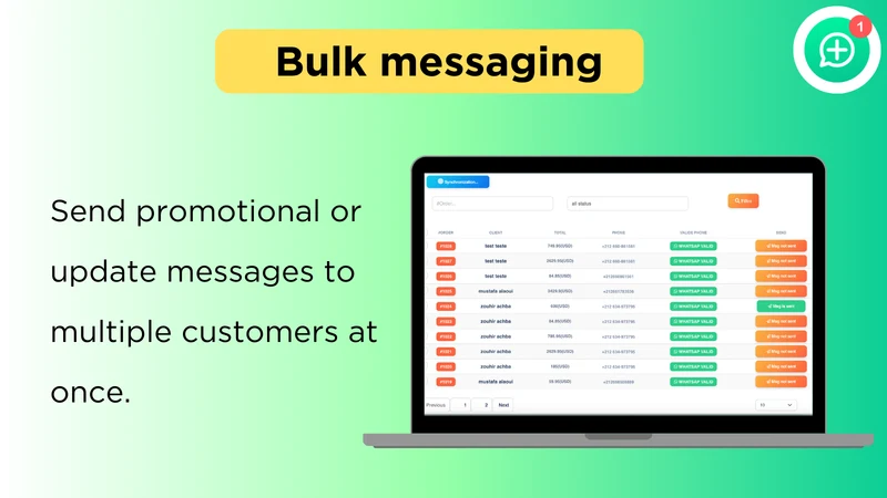 Sendly Whatsapp message orders