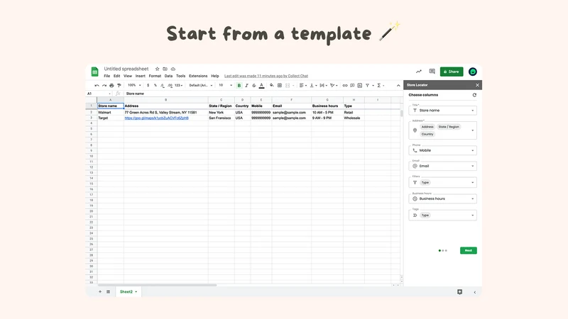 Store Locator from Sheets
