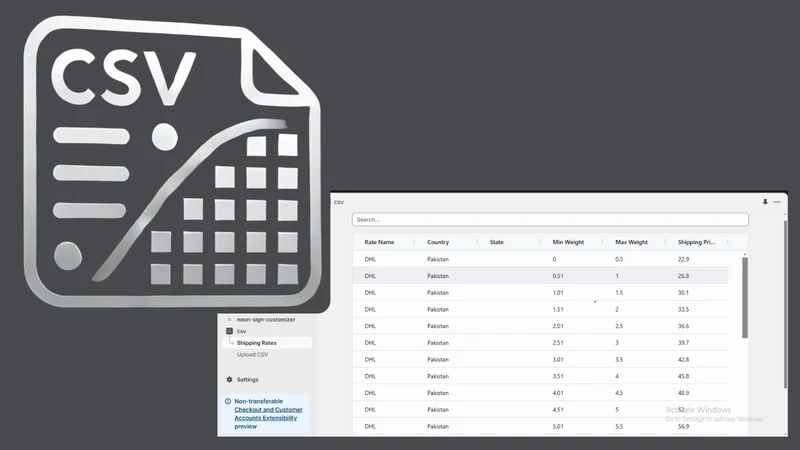 QF CSV Shipping Rates