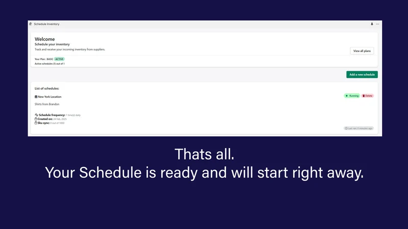 Easy Schedule Inventory
