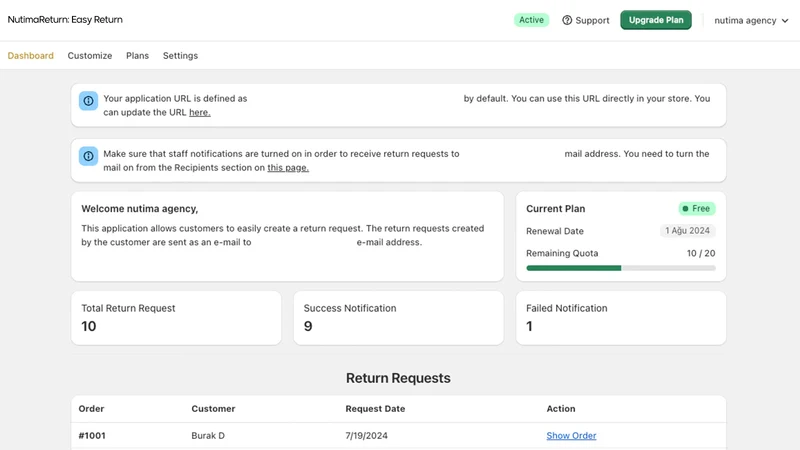 NutimaReturn: Easy Return