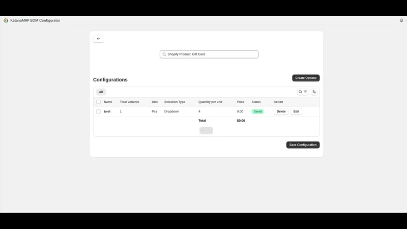 Katana BOM Configurator