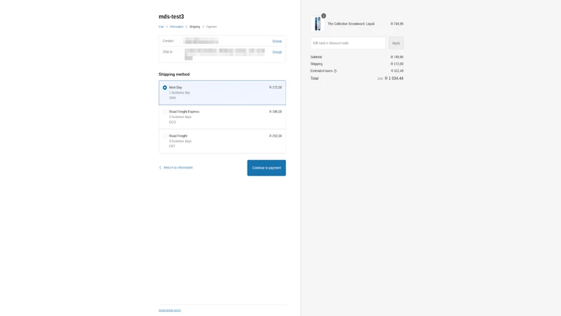 MDS Collivery Shipping Rates