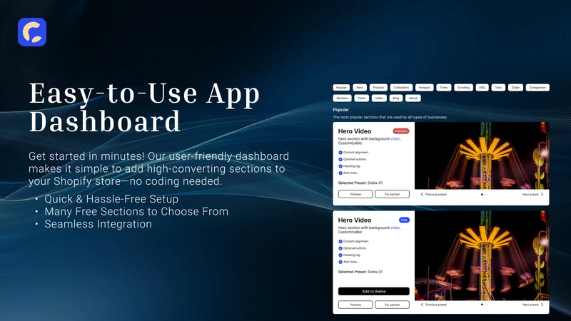 Universal Theme Sections