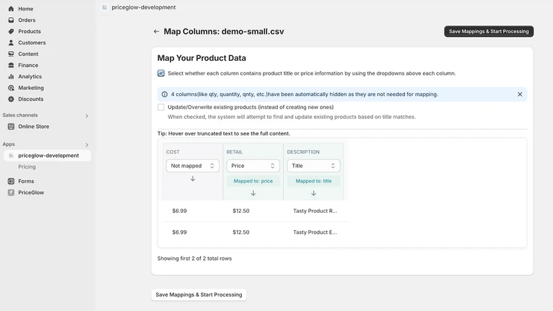 PriceGlow: Bulk Price Editor