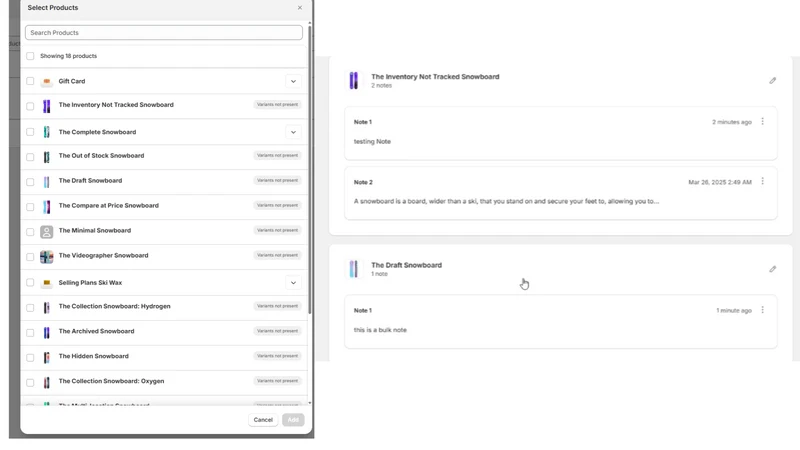 MeApps Product Notes Manager