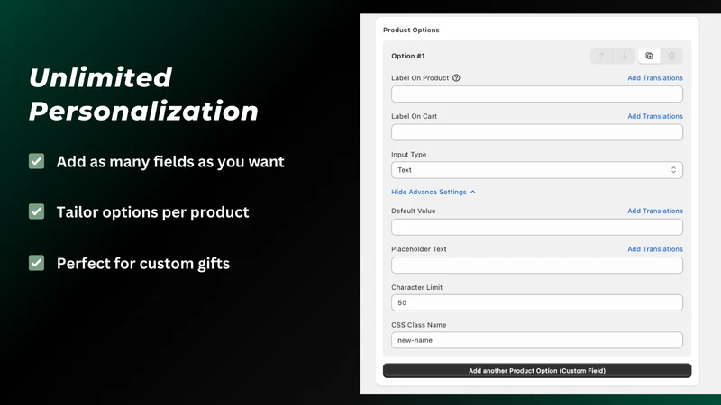 Oxify Product Options, Variant