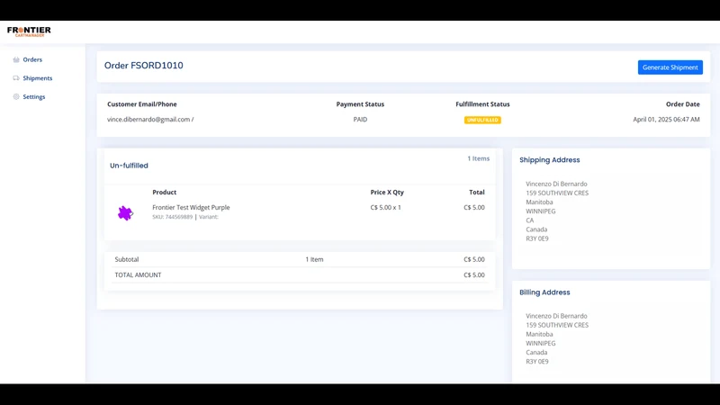 Frontier CartManager