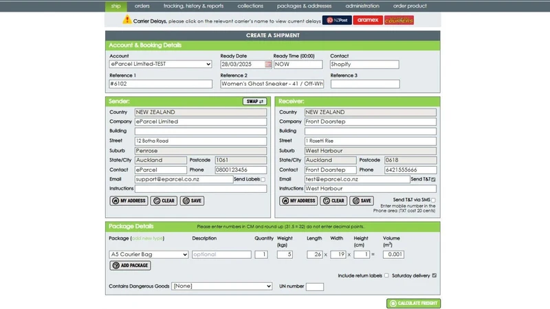 eParcel Online Shipping