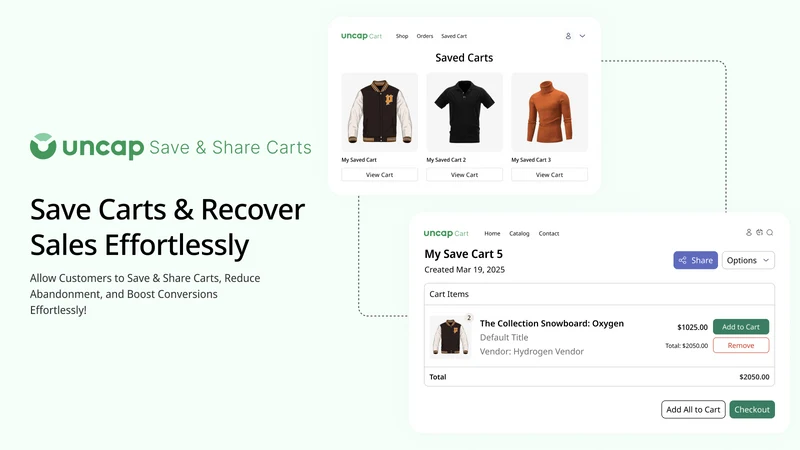 Uncap Save & Share Carts
