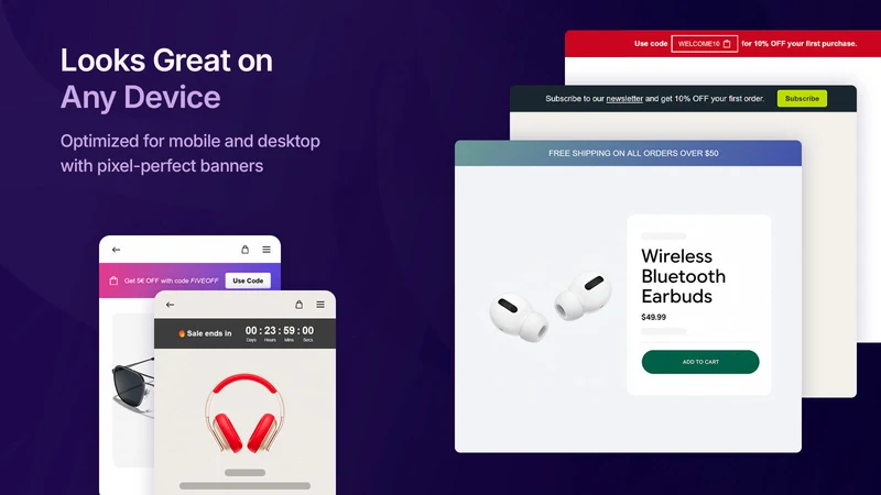 Sleek Announcement Bar & Timer