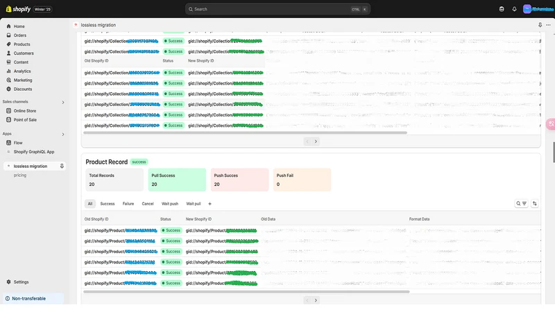 Shopfy Migrate: Store to Store