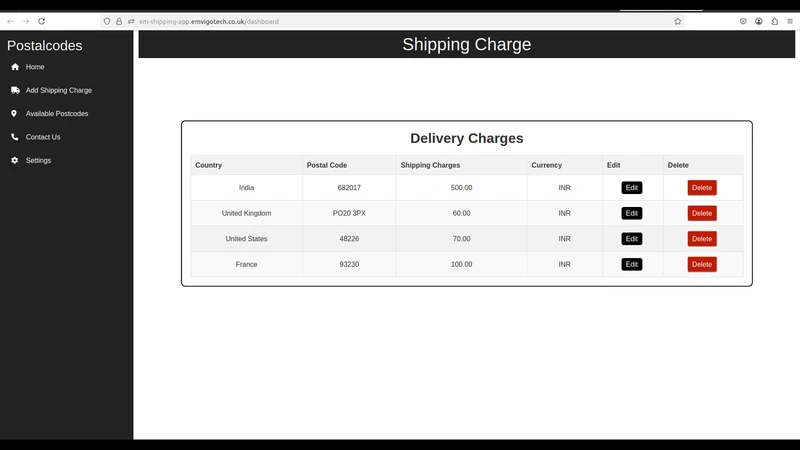 Postcode Shipping Rates