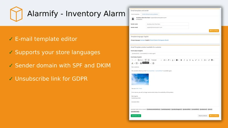 Alarmify ‑ Inventory Alarm