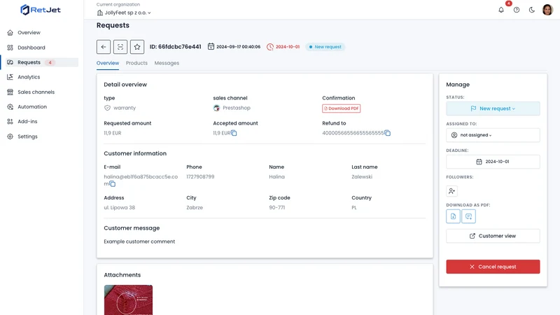 RetJet ‑ Returns & Exchanges