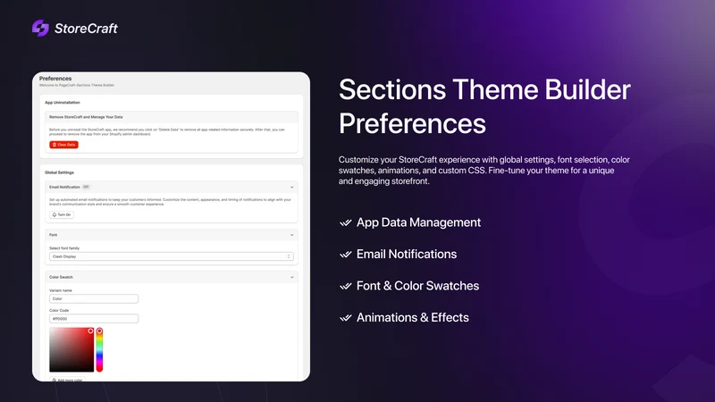 SC‑ Sections & Landing pages