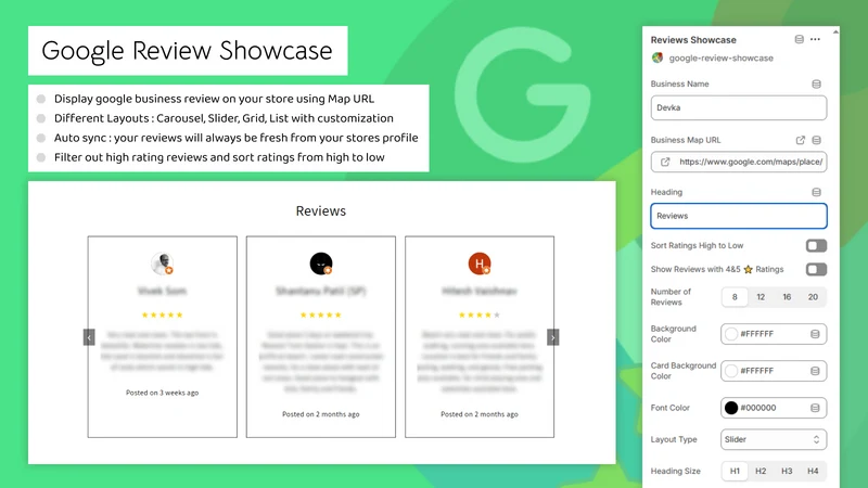 G Maps Reviews Showcase