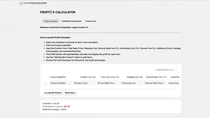 PROFITX | CALCULATOR