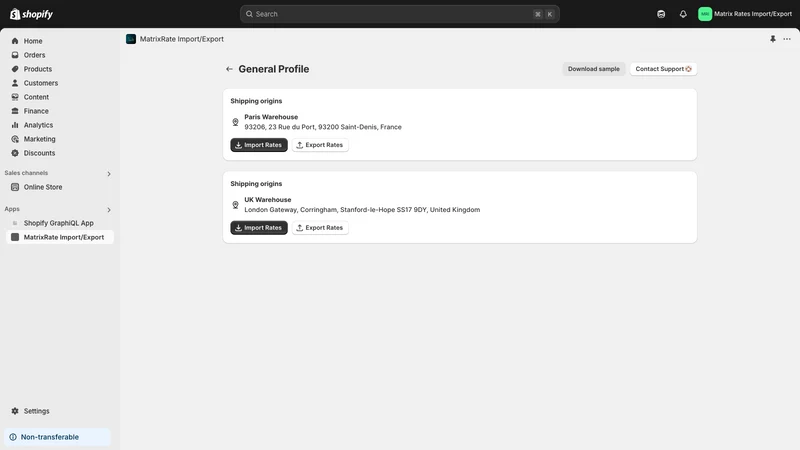 MatrixRates Import/Export