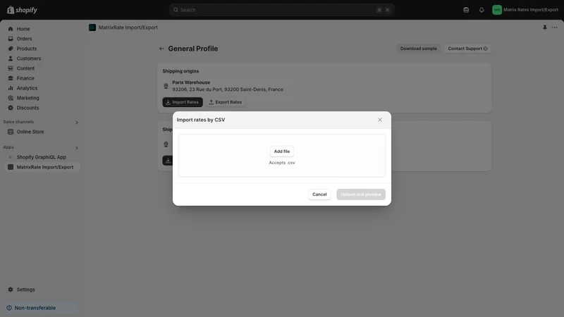 MatrixRates Import/Export