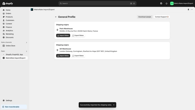 MatrixRates Import/Export