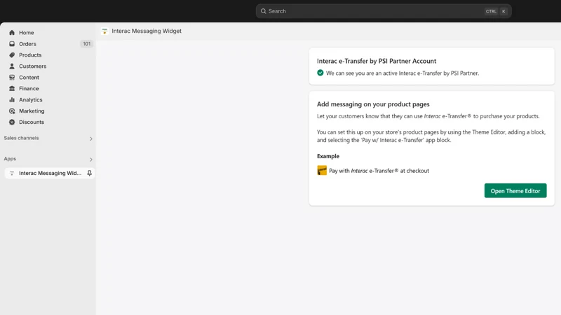 Interac Messaging Widget
