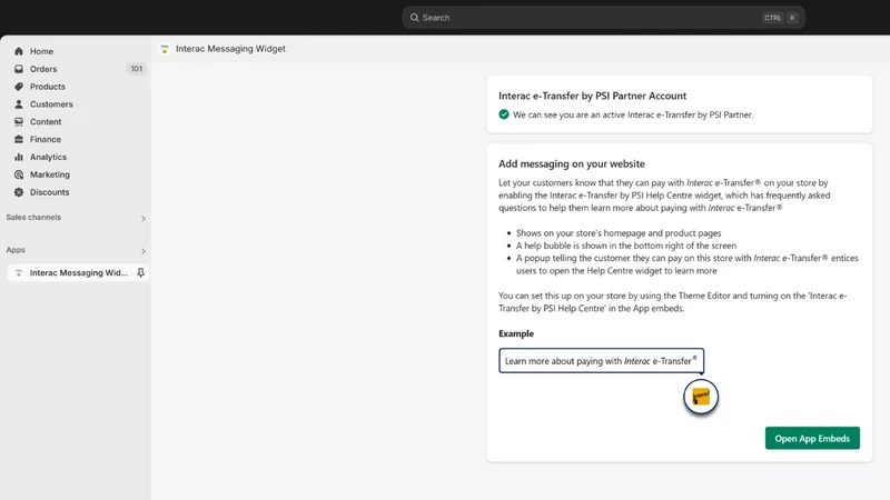 Interac Messaging Widget