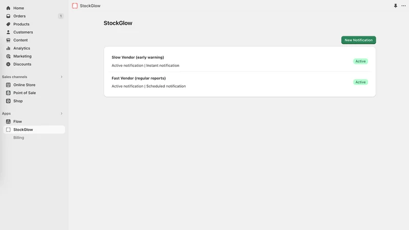 StockGlow: Low Stock Alerts