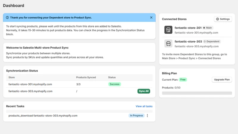 Salestio — Multi‑store Sync