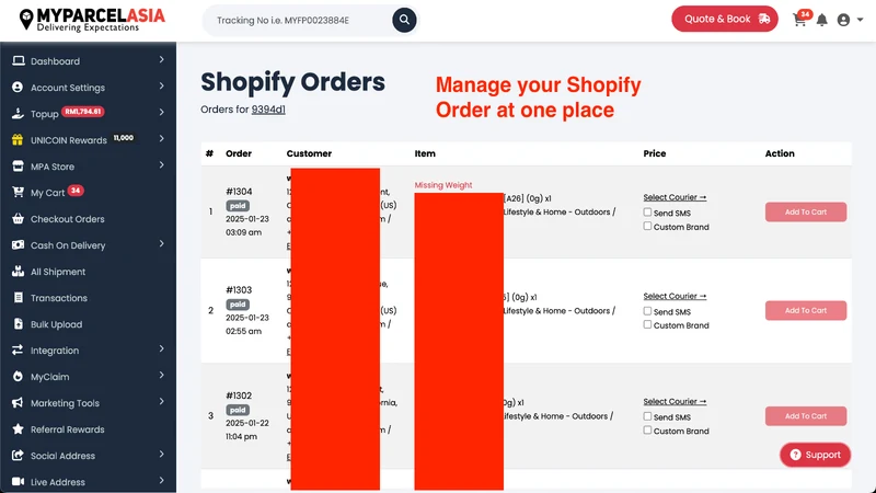 MPA ‑ Send Your Parcel