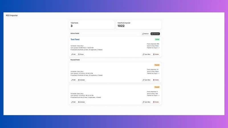 BlogFeedr ‑Blog Feed Importer