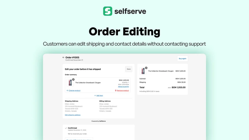 SelfServe Order Editing Upsell