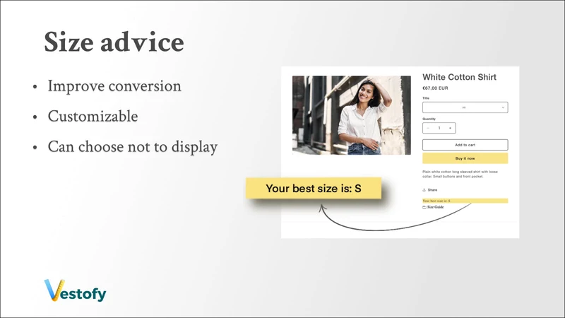 Vestofy Size Chart, Fit Finder