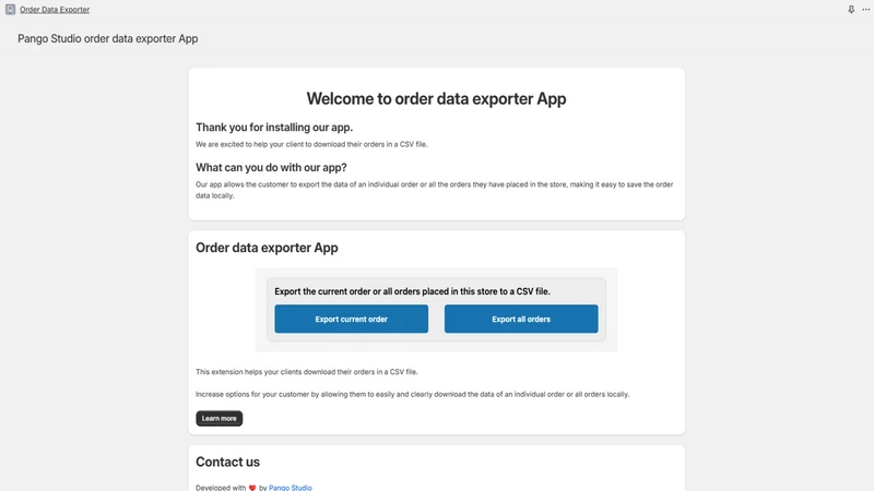 Pango CSV Order Data Exporter