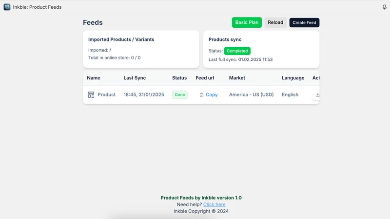 Inkble: Product Feeds