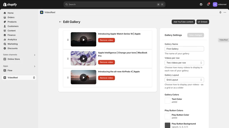 Video Reel YouTube Gallery