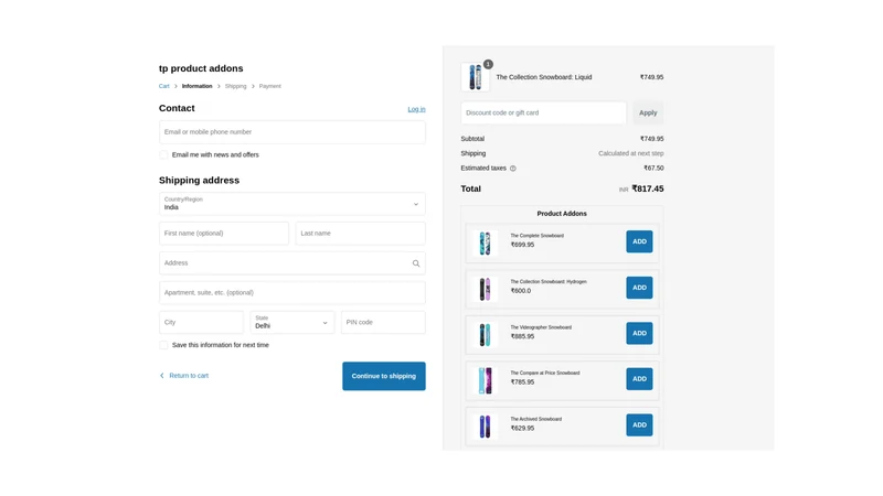 TP Product Addons
