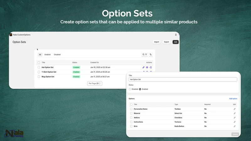 Nala CustomOptions