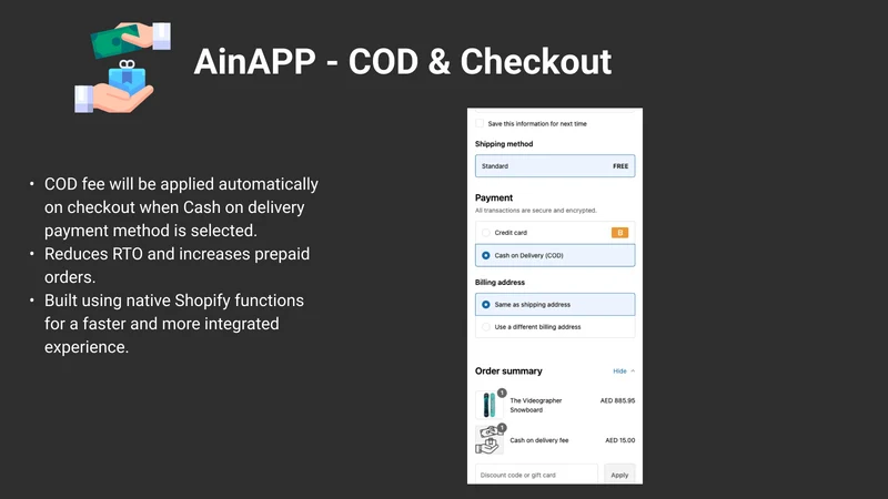 AinAPP ‑ COD & Checkout