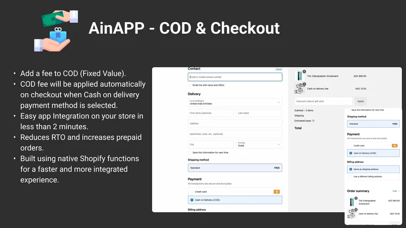AinAPP ‑ COD & Checkout