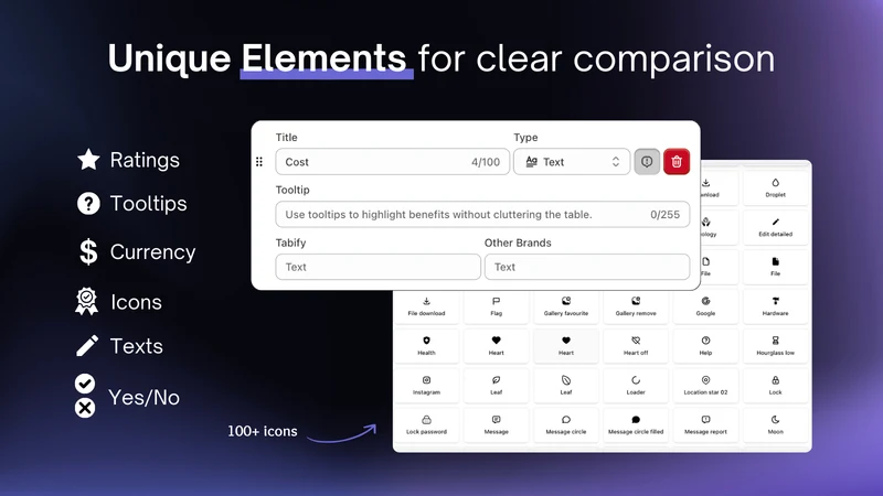 Tabify ‑ Comparison Tables