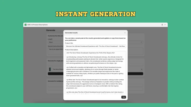 GDB: AI Product Descriptions