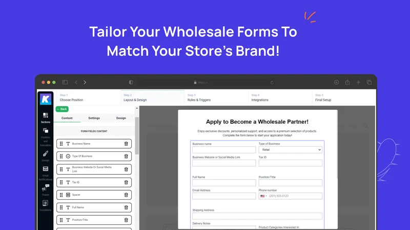 K: Wholesale Form + B2B Signup
