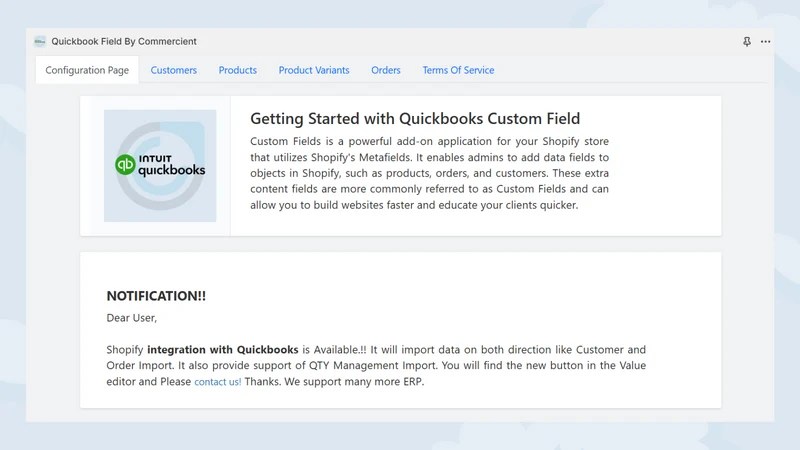 Quickbook Field By Commercient