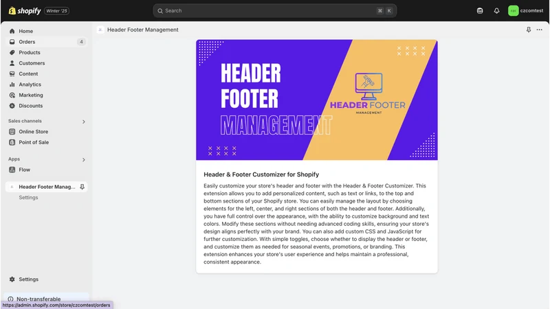 Header Footer Management