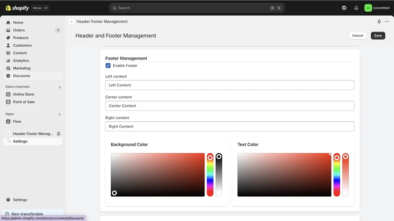 Header Footer Management