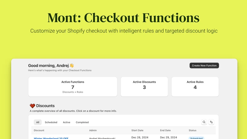 Mont ‑ Checkout Functions