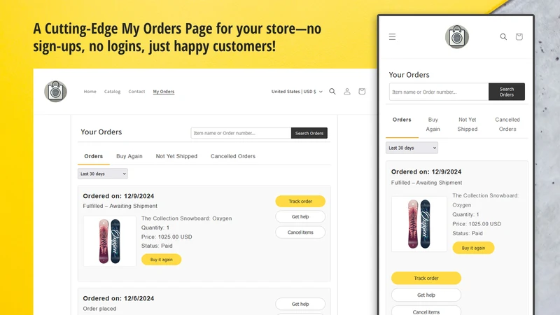 OrderBoss ‑ My Orders page