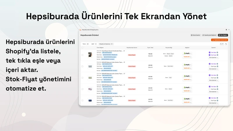 Hepsiburada Entegrasyon Sentos